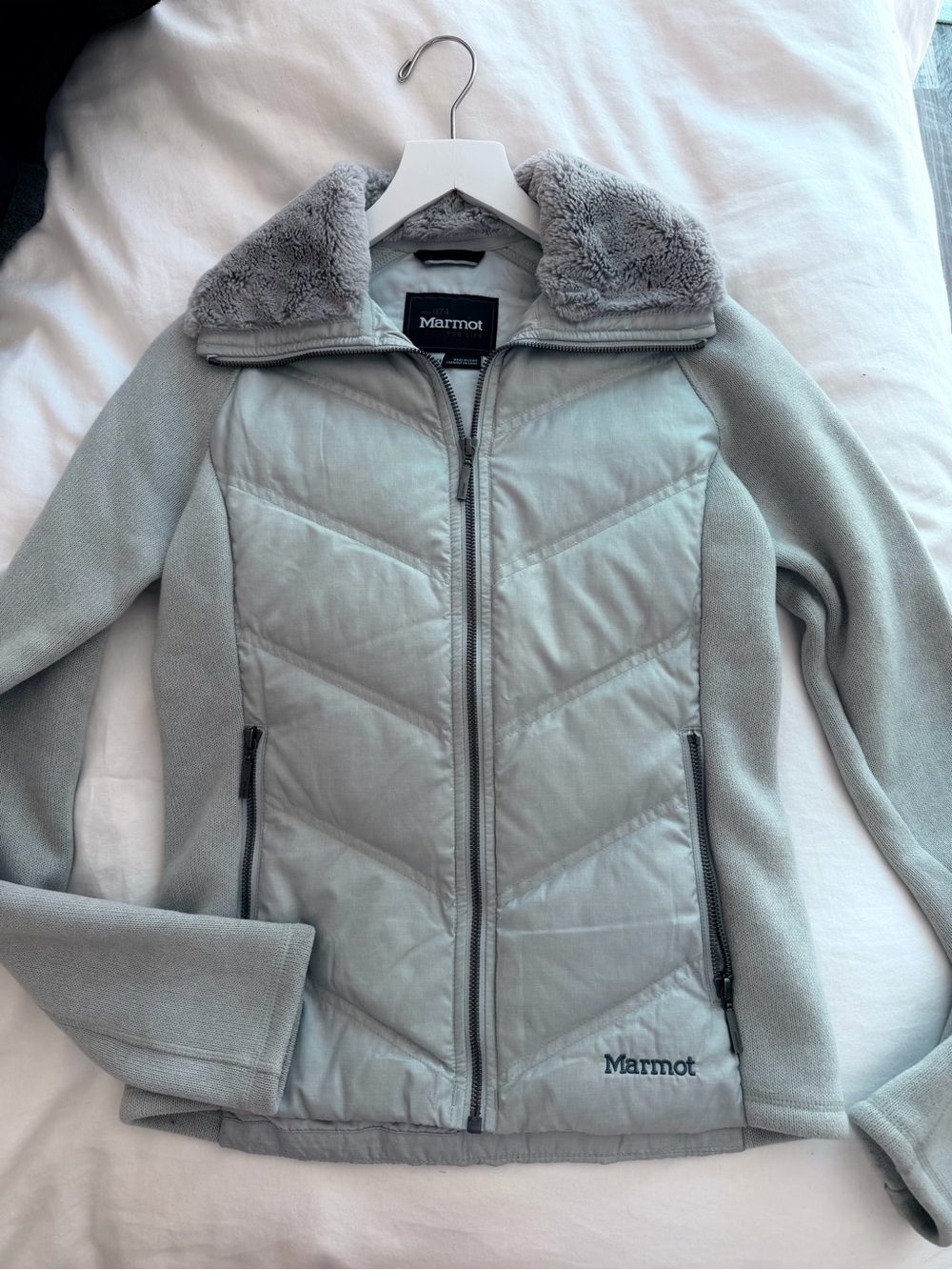 Marmot silver blue Quilted-Fleece down Jacket